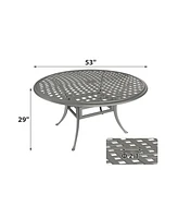 Mondawe 53-inch Powder Coated Cast Aluminum Outdoor Dining Table with Umbrella Hole