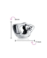 Bling Jewelry Set of 2 Black White Yin Yang Yogi Gymnastics Yoga Pose Charm Bead Enamel Silver