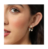 Sohi Women's Gold Plated Pearls Stud Earrings