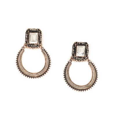 Sohi Women's Gold Plated Designer Stone Drop Earrings