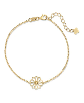 Devata Daisy Flower 11mm Chain Bracelet in 14K Gold, 6.5 in adj to 7.5 in, approx. 2.2 grams.