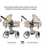 Costway Baby Folding Aluminum Bassinet Reversible Stroller