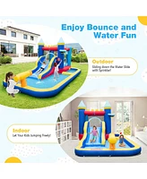 Costway Kids 6-in-1 Inflatable Water Castle Bouncer with 50 Ocean Balls & 735W Blower