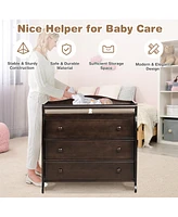 Costway Baby 3 Drawer Changing Table Diaper Station w/ Safety Belt