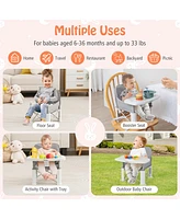 Costway Baby Travel Booster Seat with Double Tray Portable Folding Dining Chair