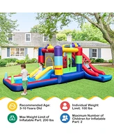 Costway Kids Multifunctional Inflatable Bounce Castle with 50 Ocean Balls & 735W Blower