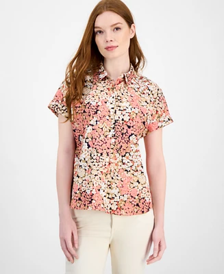 Tommy Hilfiger Women's Floral-Print Cotton Modern Camp Shirt