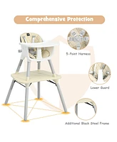 Costway Toddler 4 in 1 High Chair Convertible Table Chair Set