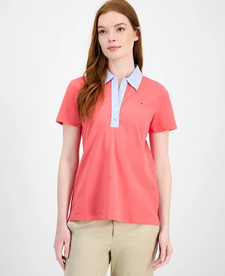 Tommy Hilfiger Women's Mixed-Media Polo Shirt