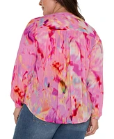 Liverpool Los Angeles Plus Printed Long-Sleeve Blouse