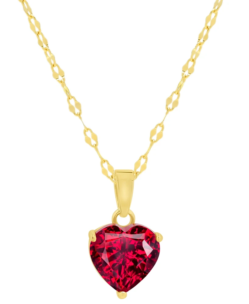 Lab Grown Ruby Heart 18" Pendant Necklace (2-1/4 ct. t.w.) in 14k Gold-Plated Sterling Silver