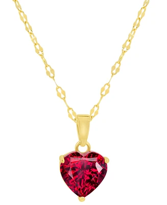Lab Grown Ruby Heart 18" Pendant Necklace (2-1/4 ct. t.w.) in 14k Gold-Plated Sterling Silver