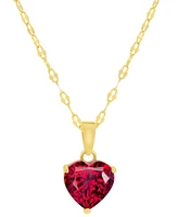 Lab Grown Ruby Heart 18" Pendant Necklace (2-1/4 ct. t.w.) in 14k Gold-Plated Sterling Silver