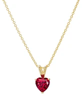 2-Pc. Set Lab Grown Ruby Heart Pendant Necklace & Matching Stud Earrings (1-3/4 ct. t.w.) in 14k Gold-Plated Sterling Silver