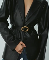Good American Women's Classic Faux-Leather Oval Buckle Belt