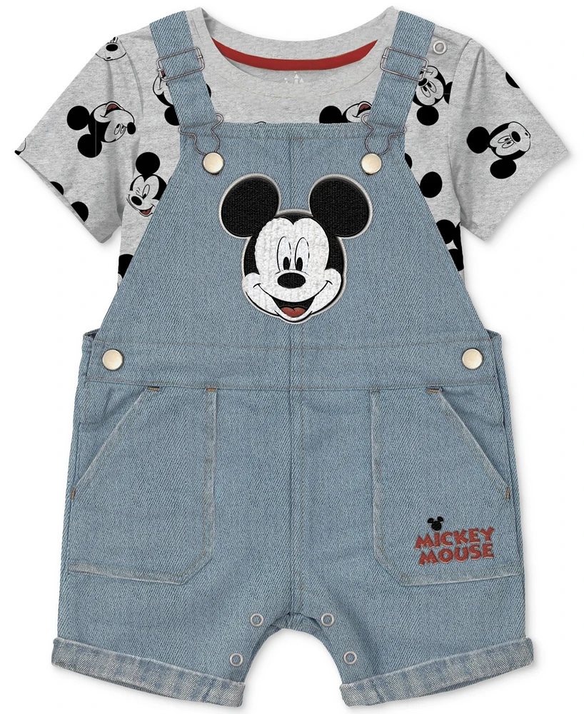 Disney Baby Boys Mickey Mouse T-Shirt & Shortall, 2 Piece Set