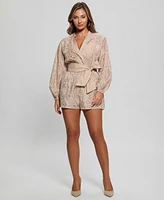 Guess Women's Michela Embroidered Cotton Blouson-Sleeve Romper