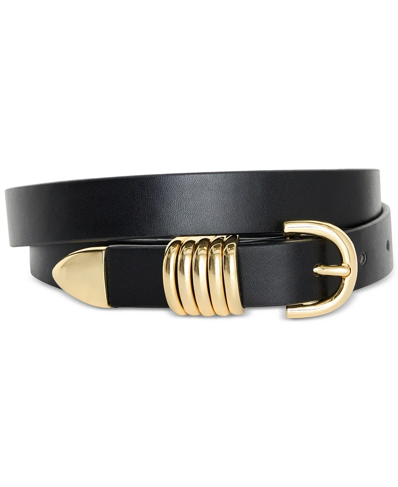 Good American Women's Faux-Leather Slim Five-Ring Belt