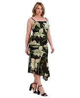 Siena Plus Ruched Asymmetric-Hem Midi Dress