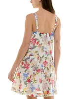Taylor Women's Printed Drop-Waist Sleeveless Mini Dress