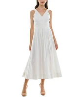 Taylor Women's V-Neck Lace-Trim Pleated A-Line Dress