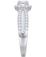 Diamond Oval Halo Three Row Engagement Ring (1 ct. t.w.) 14k Yellow or White Gold