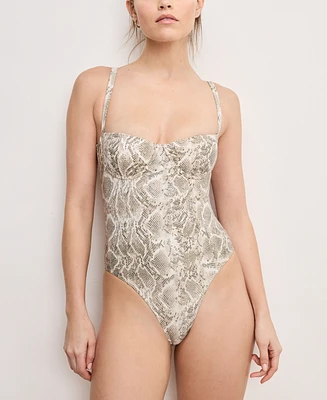 Good American Women's Snake-Print Underwire One-Piece Swimsuit