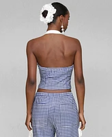 Avec Les Filles Women's Mandarin-Collar Halter Top