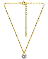 Giani Bernini Cubic Zirconia Solitaire Pendant Necklace 18k Gold-Plated Sterling Silver (also Silver), 16" + 2" extender, Exclusively a