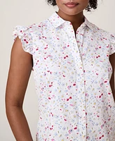 UNTUCKit Women's Cotton Stretch Flutter Sleeve Anne Shirt