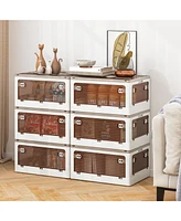 Stackable Storage Bins with 5-Way Opening Lids – 3-Pack Organizer Boxes for Pantry, Bedroom, or Utility Room