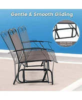 4pcs Patio Glider Conversation Set Swing Rocking Chair Table Heavy-Duty Outdoor