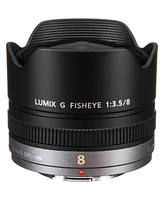 Panasonic Lumix G Fisheye 8mm f/3.5 Lens for Micro Four Thirds, Bundle with Cleaning Kit, Lens Case, Lens Cleaner, Lens Cap Tether, Software Kit