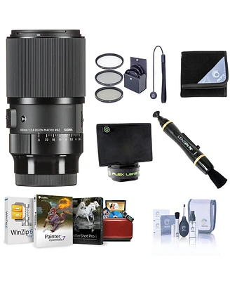 Sigma 105mm f/2.8 Dg Dn Art Macro Lens for Sony E, Bundle with Mac Software Kit, 62mm Filter Kit, Lens Wrap, Lens Shade, Cleaner, Cleaning Kit, Lens C