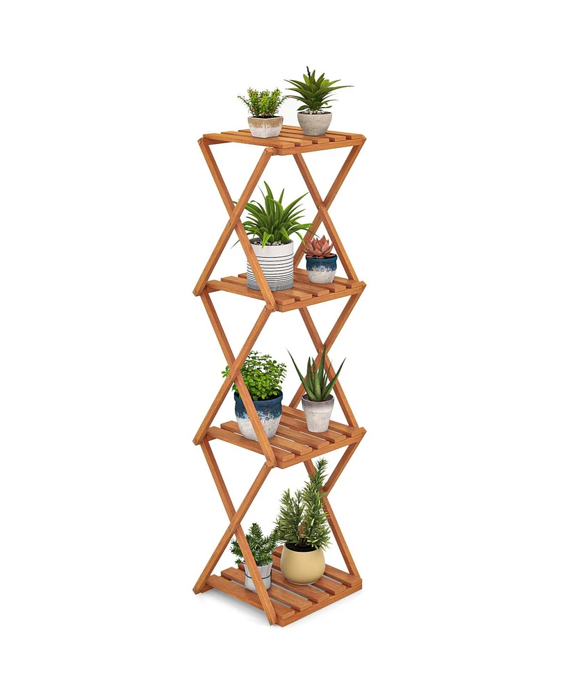 4-Tier Folding Plant Rack and Free Standing Shoe Rack – Versatile Storage Organizer for Shoes and Plants