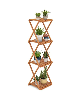 4-Tier Folding Plant Rack and Free Standing Shoe Rack – Versatile Storage Organizer for Shoes and Plants