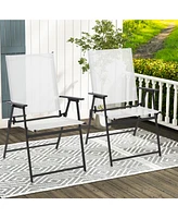 2 Pieces Patio Folding Chairs with Armrests for Deck Garden Yard