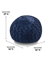 5ft Faux Fur Bean Bag Chair for Adults and Kids with Washable Cover Shredded Memory Foam Large Comfy Lounger for Bedroom Living Room or Dorm-The Pop H