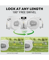 Silvel Retractable Garden Hose Reel, 1/2 in x ft Wall Mounted Garden Hose Reel, with 10 Pattern Nozzle, Any Length Lock, Slow Return System