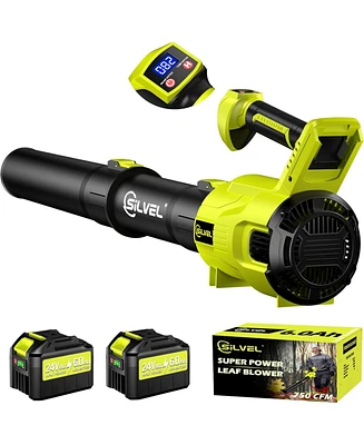 Silvel Leaf Blower Cordless, 750CFM/250MPH, 2 x 24V 6.0Ah Battery Powered Brushless Blower, Variable Speed Snow for Lawn, Yard, Garage