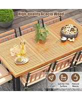 Gymax 9 Pcs Patio Dining Set w/ Soft Cushions and 1.9'' Umbrella Hole for Garden