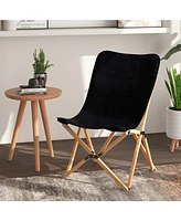 Set of 2 Wicker Dorm Chair with Storage Pocket for Camping and Fishing