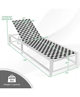 Outdoor Adjustable Patio Chaise Lounge Chair with Wheels and Sturdy Metal Frame