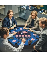Foldable Poker Table with Padded Rails and Cup Holders
