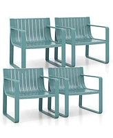Patio Chairs Set of 4 Weather-resistant Plastic Outdoor Armchairs
