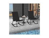 2 Pieces Outdoor Rocking Chairs with Breathable Backrest