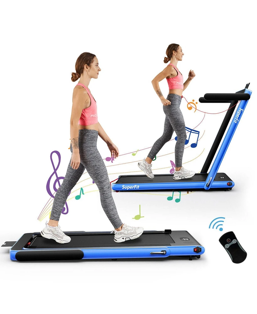 2.25HP 2 1 Folding Treadmill with App Speaker Remote Control