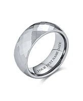 Bling Jewelry Multi Faceted Prism Cut Titanium Band Rings Silver Tone Comfort Fit 8MM