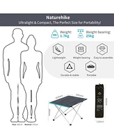Naturehike FT08 Portable Camping Table, Ultralight Aluminum Folding Beach Table with Carry Bag for Outdoor Cooking, Picnic, Camp, Boat, Travel