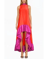 One33 Social Women's The Yolanda Fuchsia Orange High-Low Maxi Dress